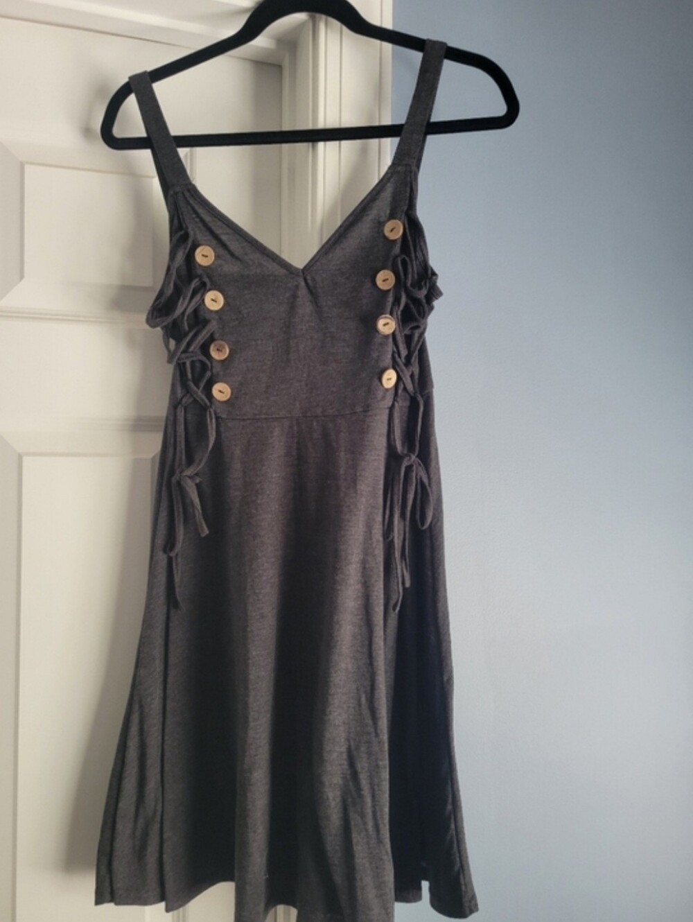 DRESSFO Gray Lace Up Corset Mini Dress Size L
